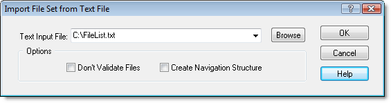 Dialog for creating virtual folders from a text file