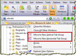 Right-click menu for when over a tab title